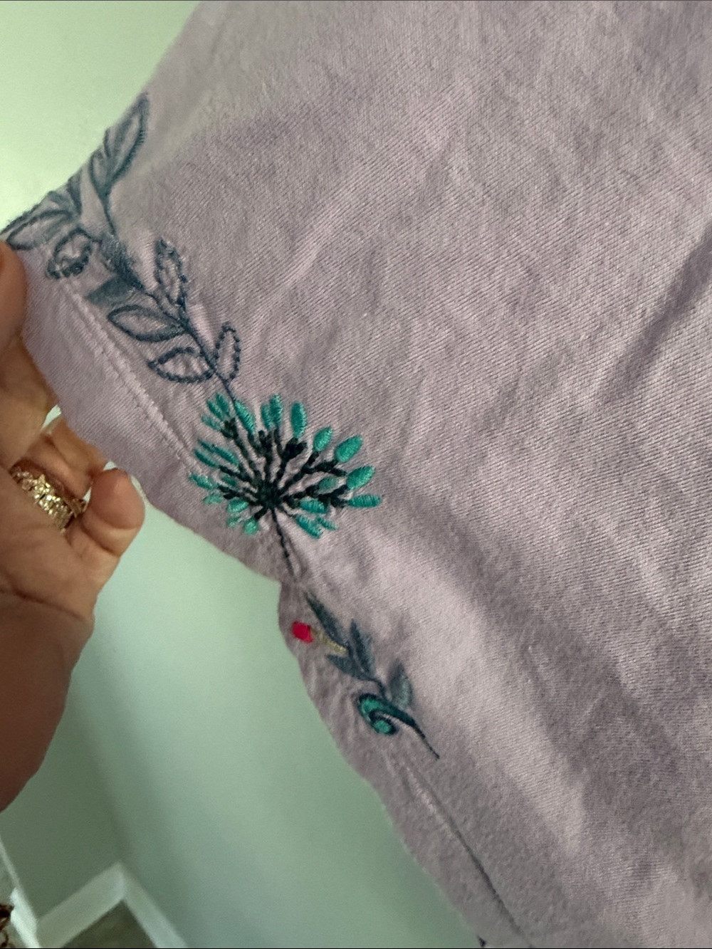 Lavender Embroidered V-Neck Women's Top - Picture 3 of 6